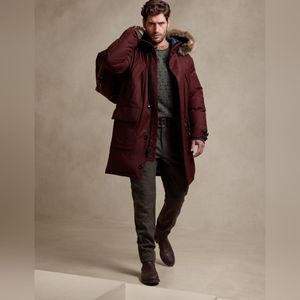Banana Republic Cima Snorkel Down Parka Coat Mens Sz LT Thigh Length Merlot NWT